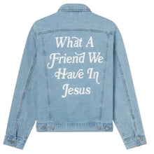 Load image into Gallery viewer, Elevated Faith What a Friend We Have in Jesus Denim Jacket