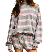 Load image into Gallery viewer, Pink Stripe Print Drawstring Dolphin Shorts