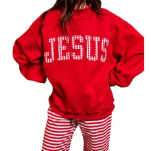 Load image into Gallery viewer, Jesus Gingham Applique Mock-Neck Sweatshirt