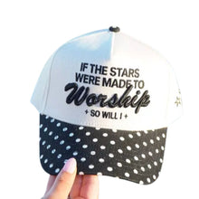 Load image into Gallery viewer, Stars Were Made To Worship - Black Polka Dot Trucker Hat