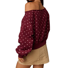 Load image into Gallery viewer, Polka Dot Off Shoulder Sweatshirt Relaxed Fit