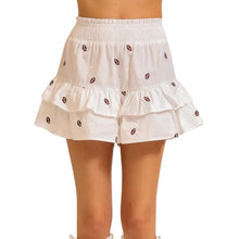Load image into Gallery viewer, Football Print Tiered Ruffle Skort
