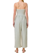 Load image into Gallery viewer, Striped Coastal Tie-Front Strapless Jumpsuit