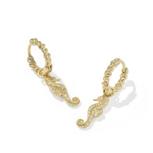 Load image into Gallery viewer, Kendra Scott Seahorse Gold Convertible Huggie Earrings