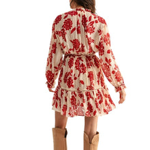 Load image into Gallery viewer, Red Floral Print Long Sleeve Dress