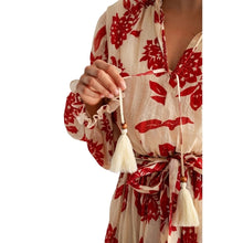 Load image into Gallery viewer, Red Floral Print Long Sleeve Dress
