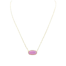 Load image into Gallery viewer, Kendra Scott Elisa Pave Frame Gold Necklace in Pink Opal Resin