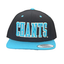 Load image into Gallery viewer, Chants Embroidered Black/Teal Flatt Bill Hat