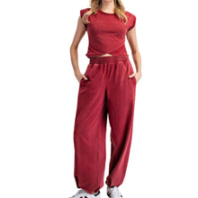 Load image into Gallery viewer, Mineral Wash Crop Top & Pant Set
