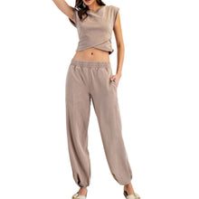 Load image into Gallery viewer, Mineral Wash Crop Top & Pant Set