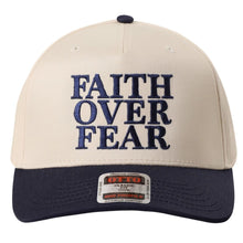 Load image into Gallery viewer, Faith Over Fear Navy Trucker Hat