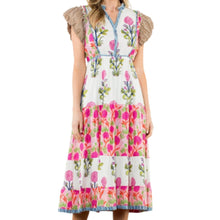 Load image into Gallery viewer, Flutter Sleeve Flower Maxi Dress