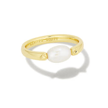 Load image into Gallery viewer, Kendra Scott Leighton Pearl Band Ring Gold