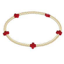Load image into Gallery viewer, enewton Signature Cross Small Gold Pattern 2mm Bead Bracelet - Red