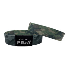 Load image into Gallery viewer, TAP TO PRAY WRISTBANDS - GREEN & CHARCOAL CAMO-MEDIUM