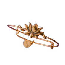 Load image into Gallery viewer, &LIVY Lotus Symbol Wrap Expandable Bangle-Antique Gold