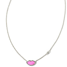 Load image into Gallery viewer, Lips Silver Pendant Necklace in Hot Pink Mother of Pearl