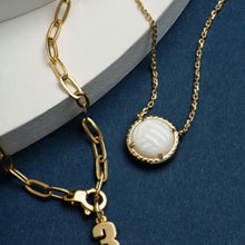 Load image into Gallery viewer, Volleyball Gold Short Pendant Necklace-Mother of Pearl