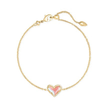 Load image into Gallery viewer, Ari Heart Gold Chain Bracelet in Dichroic Glass