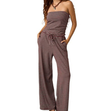 Load image into Gallery viewer, Striped Burgundy Tube Top Pant Set
