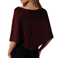 Load image into Gallery viewer, Slouchy Neck Line Knit Poncho Burgundy
