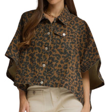 Load image into Gallery viewer, Leopard Denim Poncho
