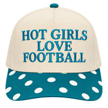 Load image into Gallery viewer, Hot Girls Love Football Teal Polka Dot Hat
