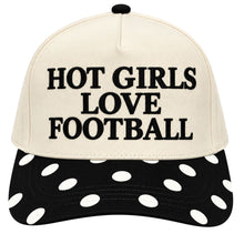 Load image into Gallery viewer, Hot Girls Love Football Black Polka Dot Hat

