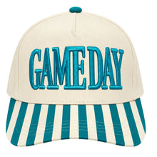 Load image into Gallery viewer, Embroidered Gameday Teal Stripe Hat
