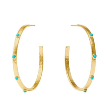 Load image into Gallery viewer, Julie Vos Crescent Stone Hoop Turquoise Blue- LARGE
