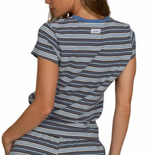 Load image into Gallery viewer, Gold Hinge Lagoon Striped Cotton Tee
