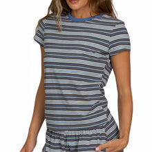 Load image into Gallery viewer, Gold Hinge Lagoon Striped Cotton Tee

