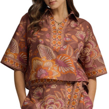 Load image into Gallery viewer, Fall Floral Short Sleeve Terracotta Blouse

