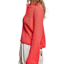 Load image into Gallery viewer, Cherry Red Knit Button Sweater
