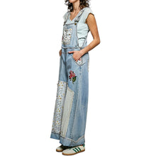 Load image into Gallery viewer, Oversized Fit Floral Patchwork Embroidery Overall
