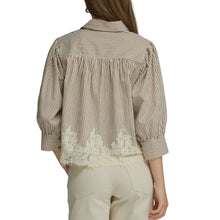 Load image into Gallery viewer, Lace Trim Stripe Blouse
