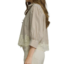 Load image into Gallery viewer, Lace Trim Stripe Blouse
