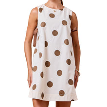 Load image into Gallery viewer, Polka Dot Sleeveless Shift Mini Dress W/ Side Tie Detail
