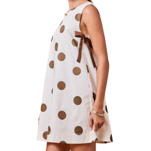 Load image into Gallery viewer, Polka Dot Sleeveless Shift Mini Dress W/ Side Tie Detail
