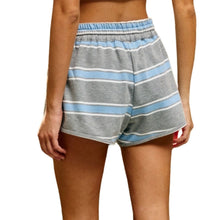 Load image into Gallery viewer, Blue Stripe Print Drawstring Dolphin Shorts
