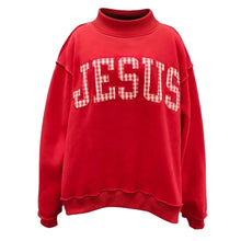 Load image into Gallery viewer, Jesus Gingham Applique Mock-Neck Sweatshirt
