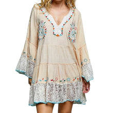 Load image into Gallery viewer, POL Vintage Embroidered Lace Ruffle Mini Dress
