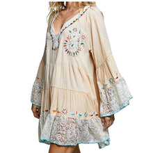 Load image into Gallery viewer, POL Vintage Embroidered Lace Ruffle Mini Dress
