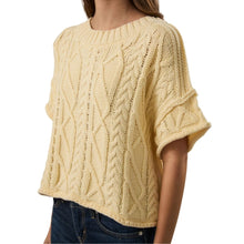 Load image into Gallery viewer, Cable Knit Short Sleeve Crew Neck Sweater Top
