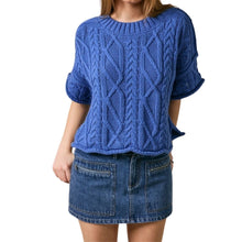 Load image into Gallery viewer, Cable Knit Short Sleeve Crew Neck Sweater Top
