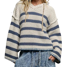 Load image into Gallery viewer, STRIPED HOODIE SWEATER
