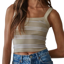 Load image into Gallery viewer, Knit Seamless Ribbed Striped Sleeveless Top
