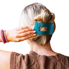 Load image into Gallery viewer, Teleties Teal With It Medium Flat Rectangle Hair Clip

