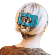 Load image into Gallery viewer, Teleties Teal With It Large Flat Rectangle Hair Clip
