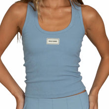 Load image into Gallery viewer, Gold Hinge Ribbed Cotton Tank Slate
